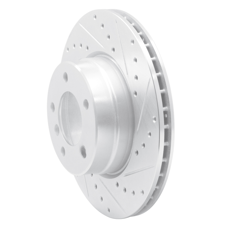 BMW 525I Brake Rotor (1) - Front Right - R1 Concepts - Drilled & Slotted - Silver - `04-`10